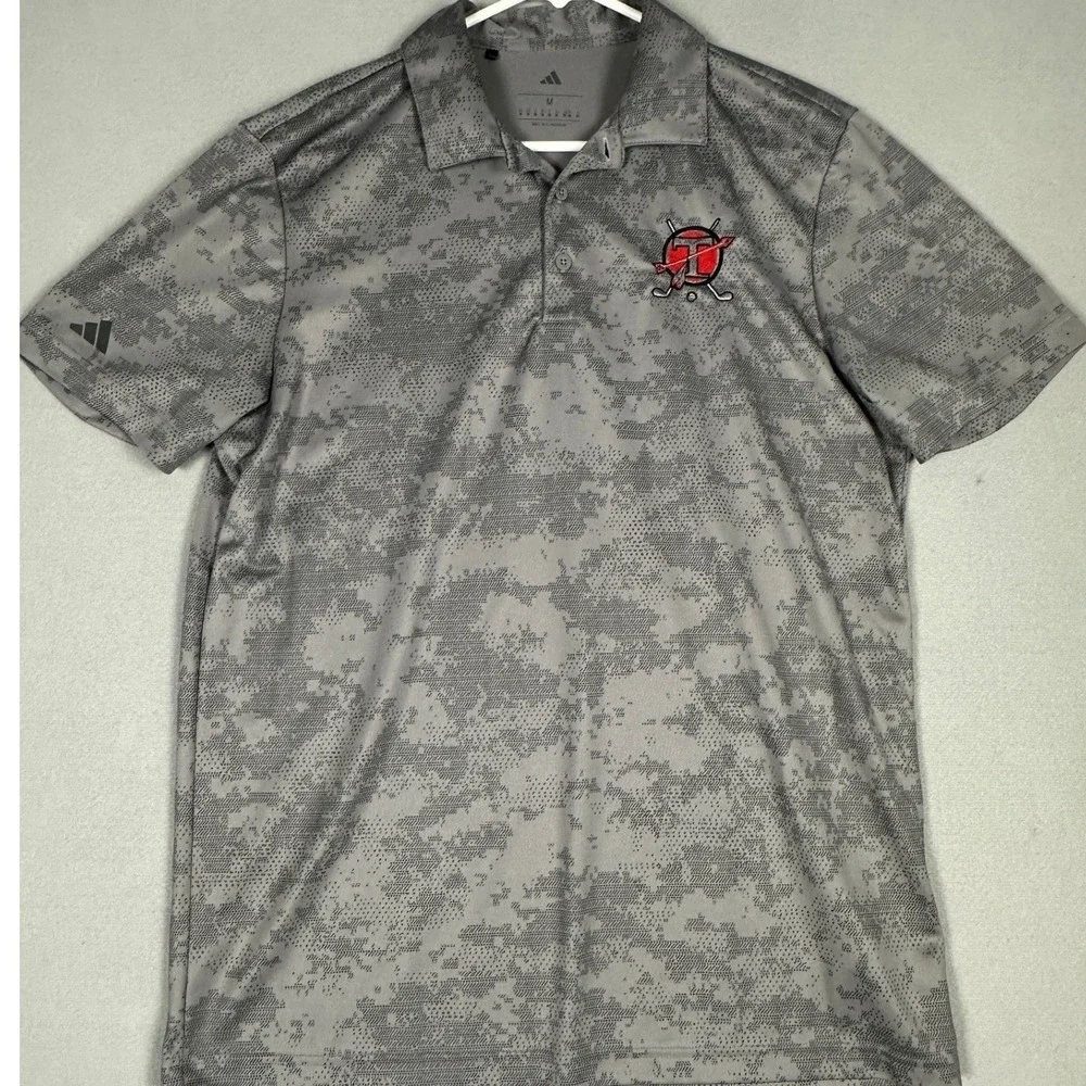 Tecumseh Arrows Adidas Polo Shirt Mens Medium Grey Camo Hockey Rugby Athletic